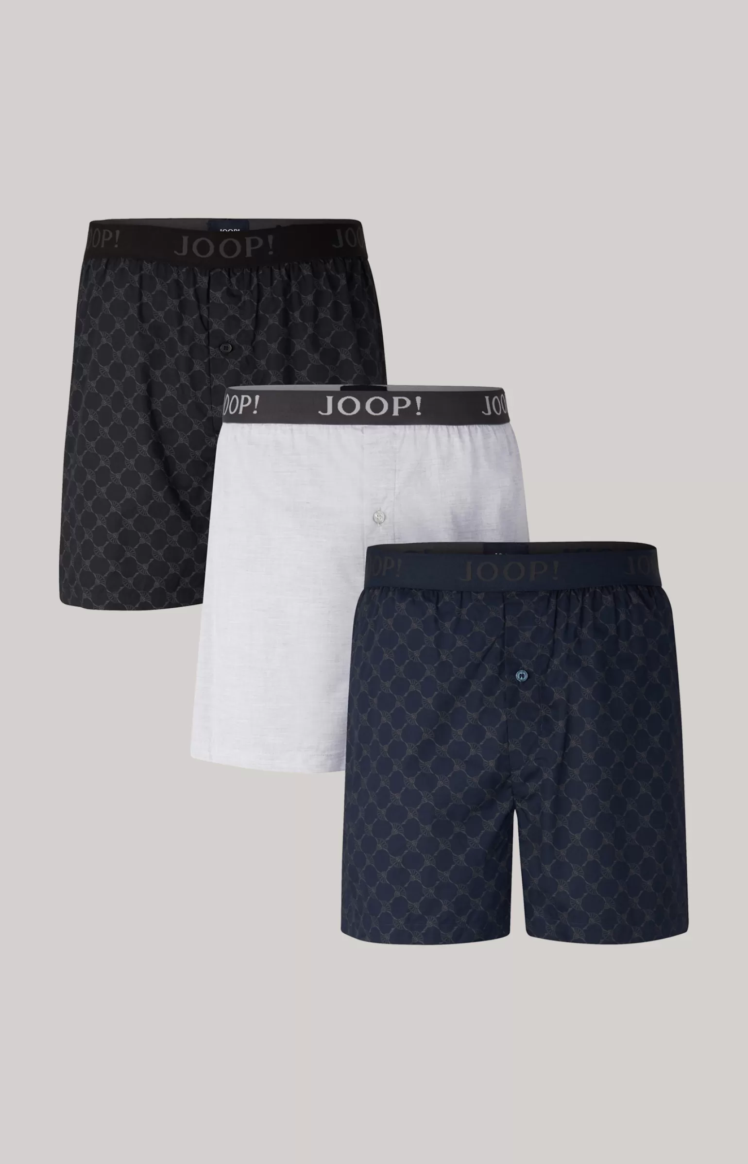 JOOP 3er-Pack Fine Cotton Boxer in Hellgrau/Schwarz/Dunkelblau^ Unterwäsche&Loungewear